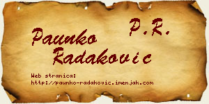 Paunko Radaković vizit kartica